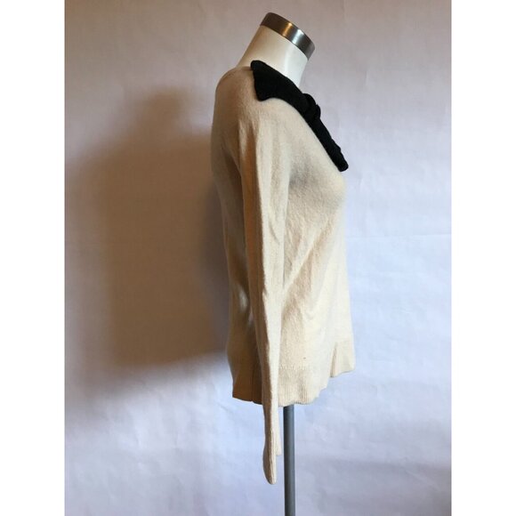 Kate Spade Tan Sweater W/ Black Oversized Bow, Size XS - Picture 4 of 9